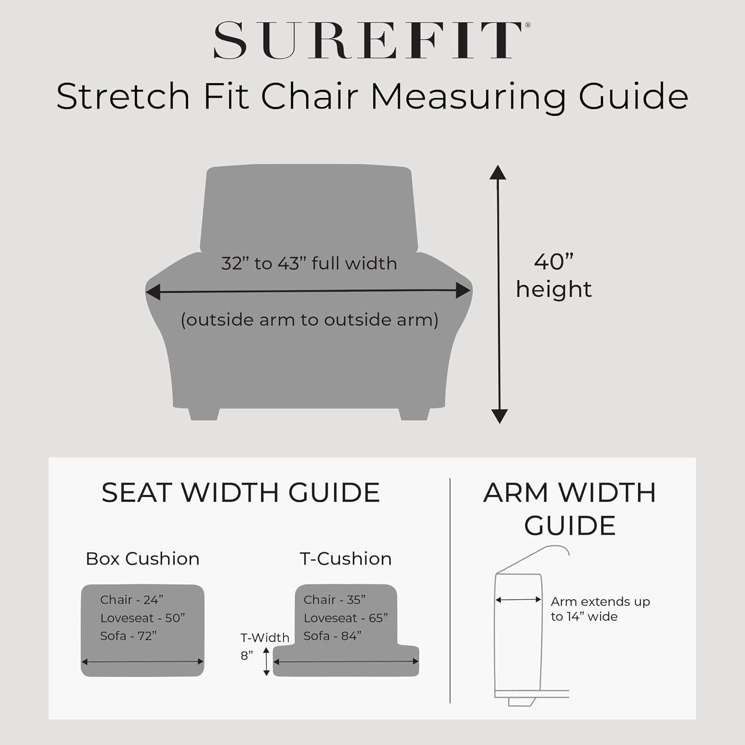 SureFit  Stretch Pinstripe 2 Piece T Cushion Chair Slipcover Cream