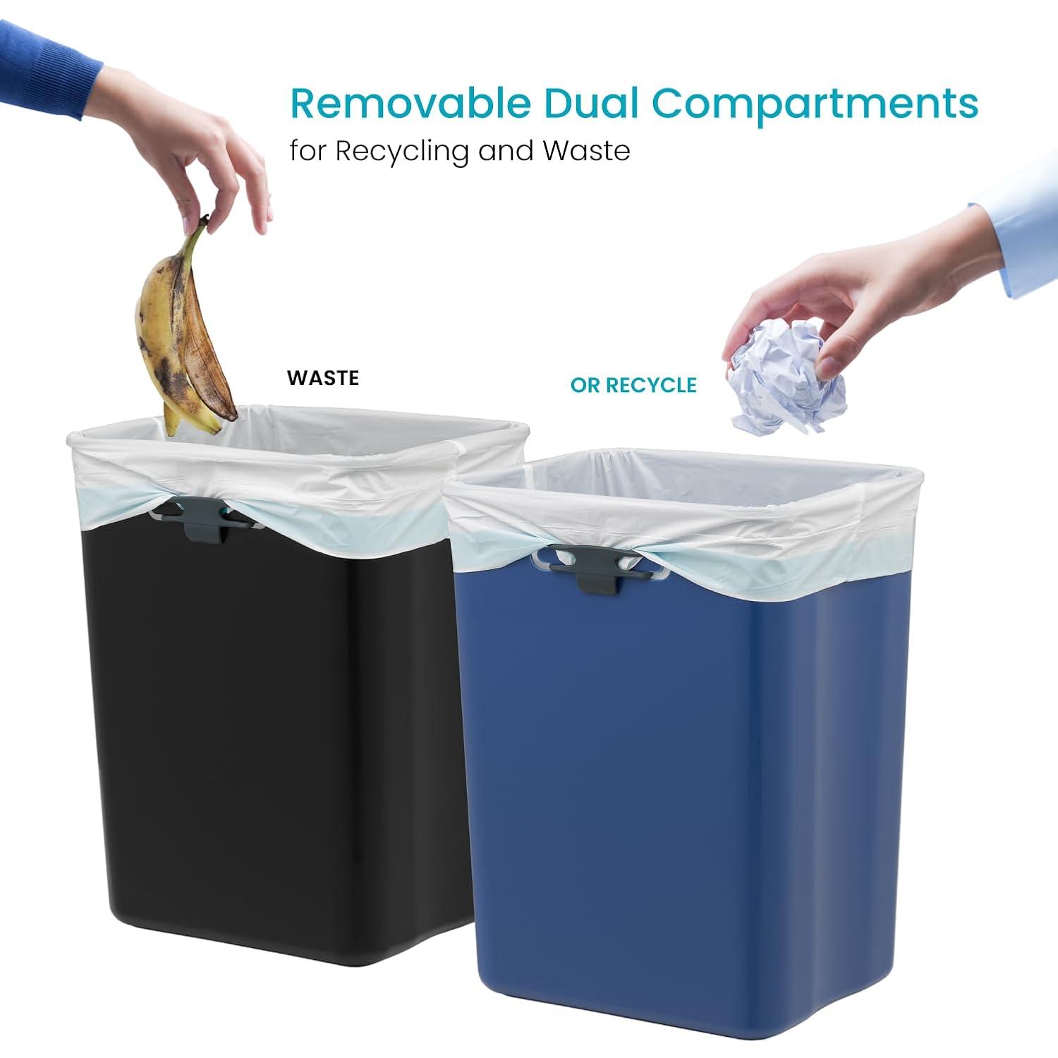 Home Zone Living Home Zone Living Open Top Trash Can Dual Removable Liners for Trash and Recycling Stainless Steel