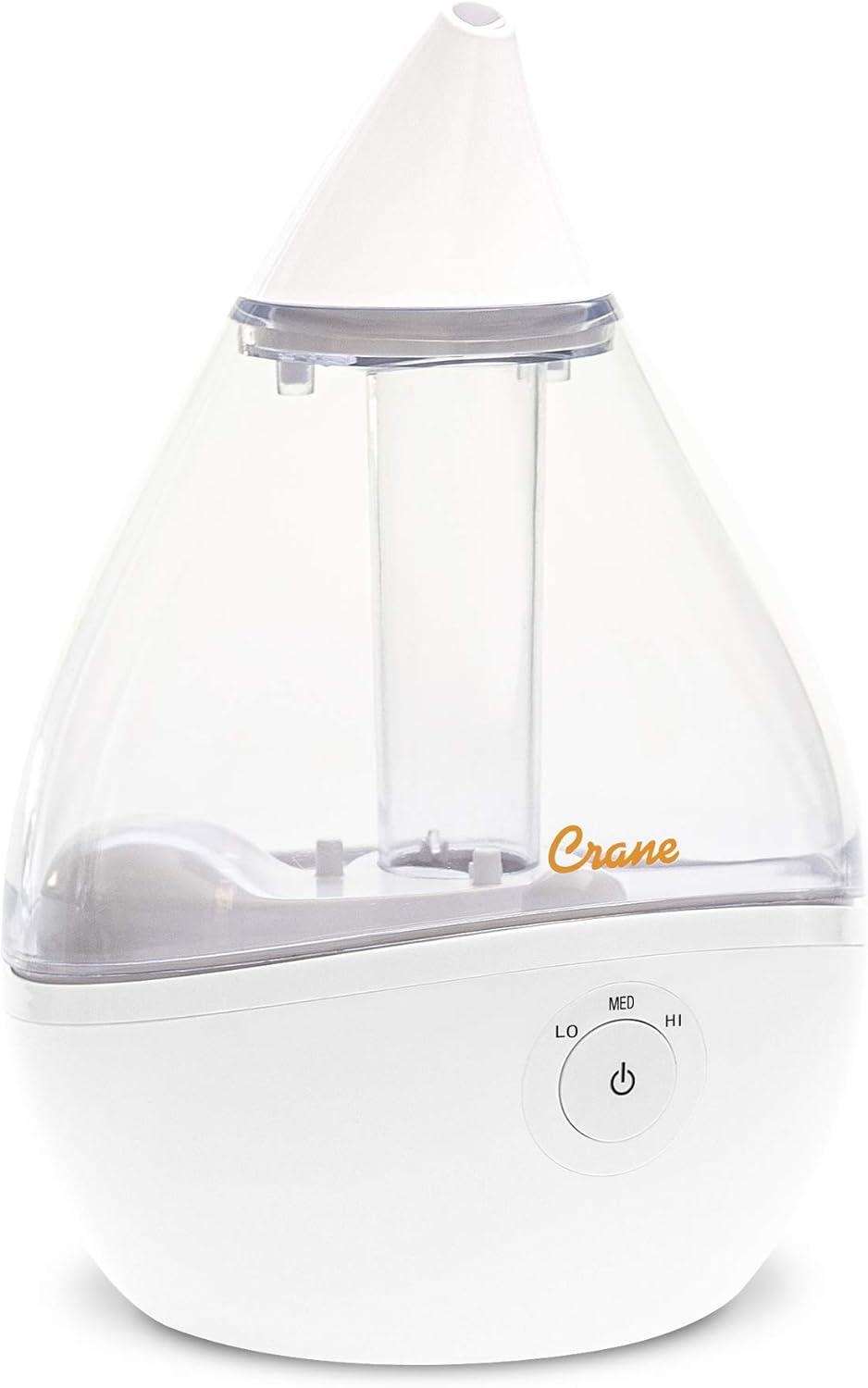 Droplet Cool-Mist Humidifier with Vapor Tray, 0.5. Gal. - Clear & White