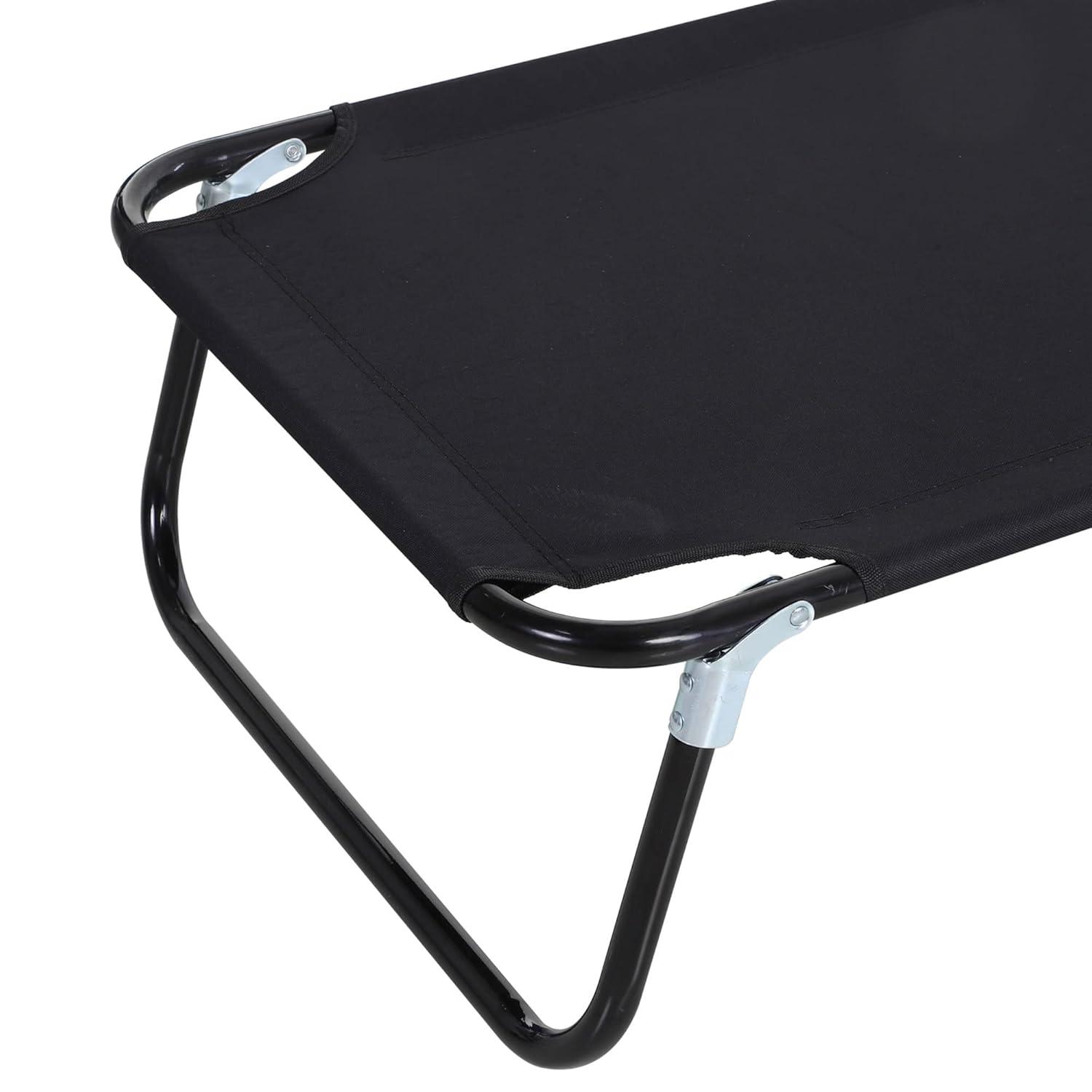 Outsunny Patio Chaise Lounge Chair, Layout Sun Tanning, Folding Sunbathing Beach Chair for Adults, Reclining Lay Down Lounger for Pool, Black