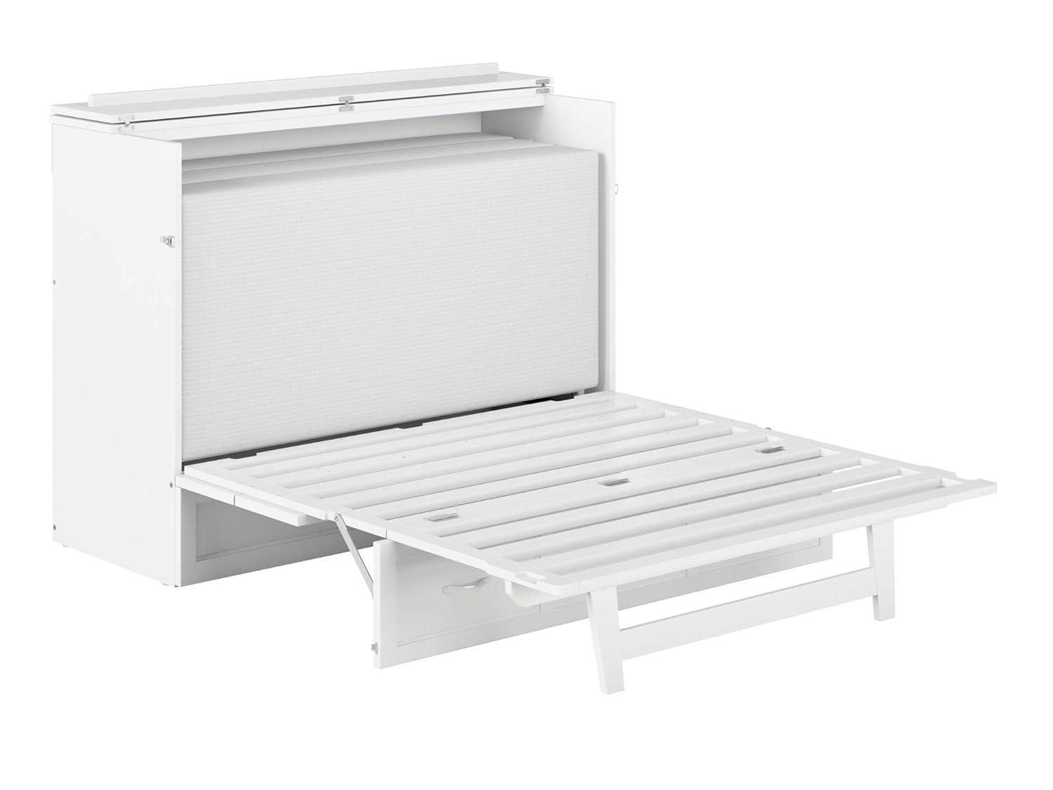Full Deerfield Murphy Bed Chest USB Turbo Charger White - AFI