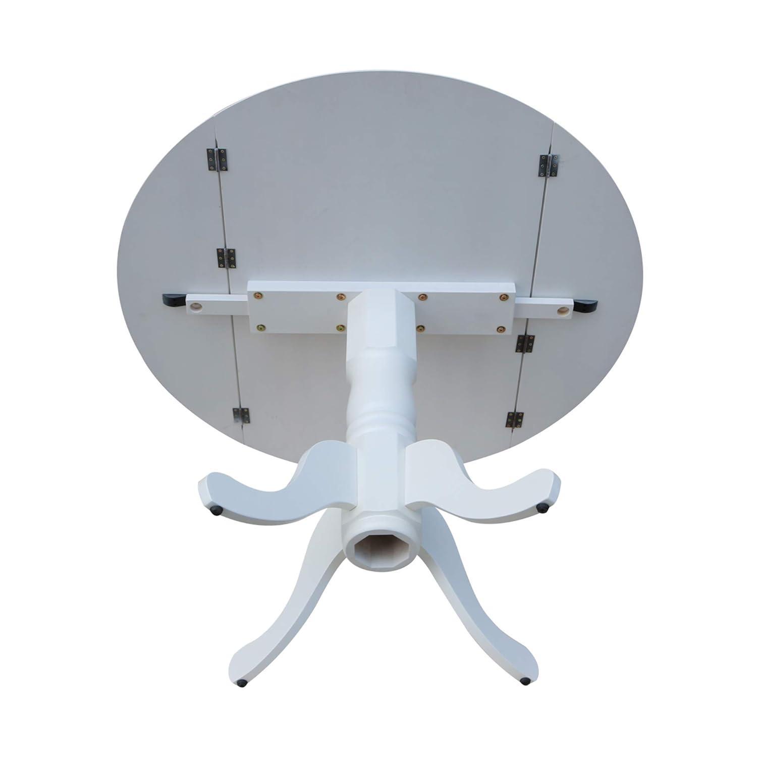 42" Mason Round Dual Drop Leaf Extendable Dining Table Hickory/Washed Coal - International Concepts: Solid Parawood, Pedestal Base