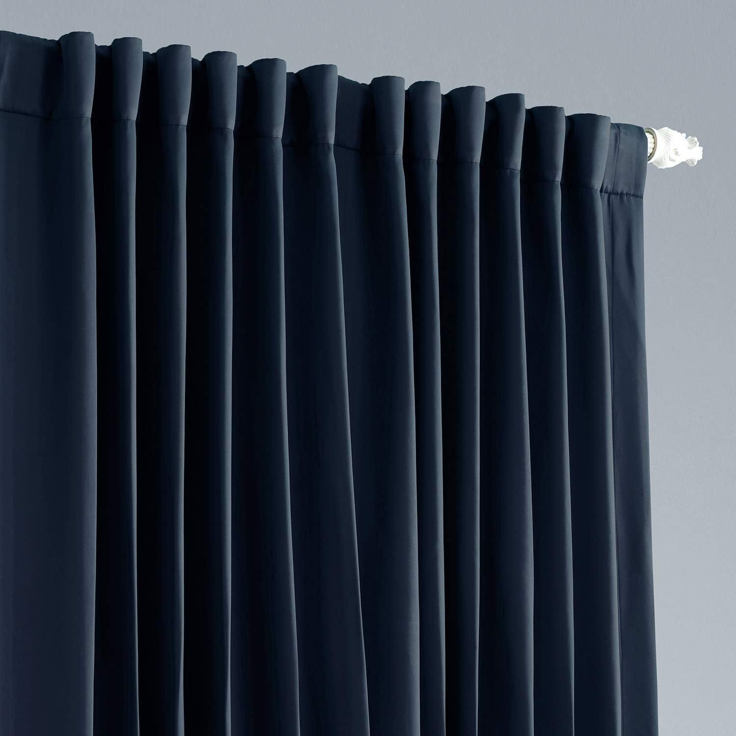 Navy Blue Extra Wide Blackout Room Darkening Curtain (1 Panel), Navy Blue, 100W X 96L