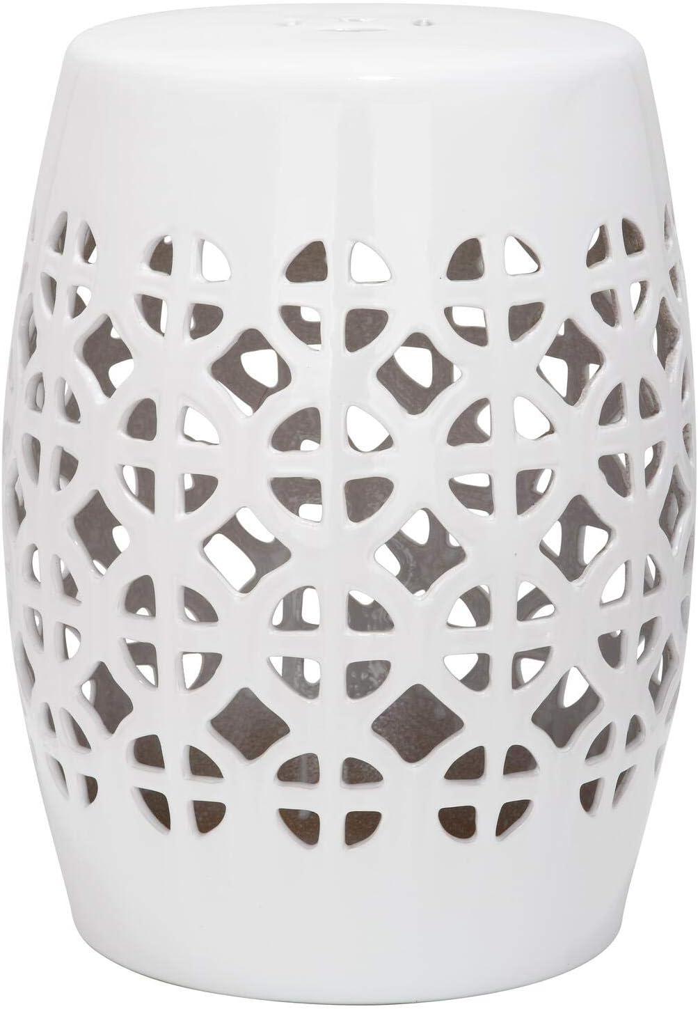 Circle Lattice Garden Stool - Indoor/Outdoor - ACS4508 - White - Safavieh