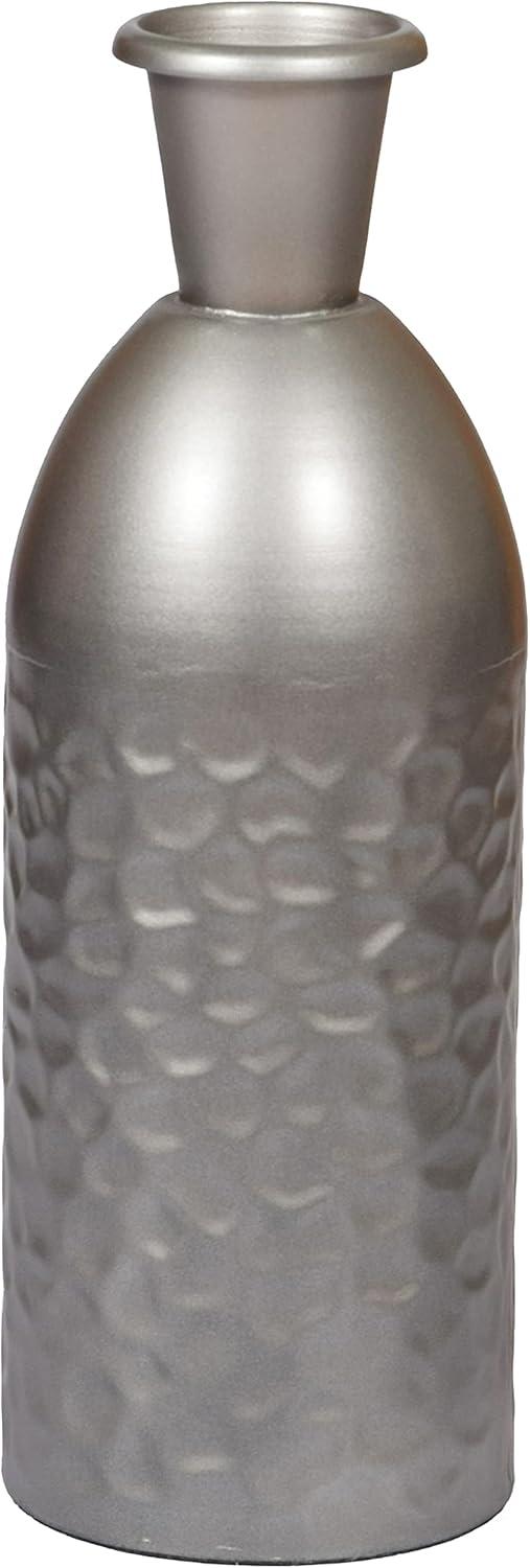 Uniquewise Modern Decorative Iron Hammered Tabletop Centerpiece Flower Vase, Gunmetal Grey 13.5 Inch