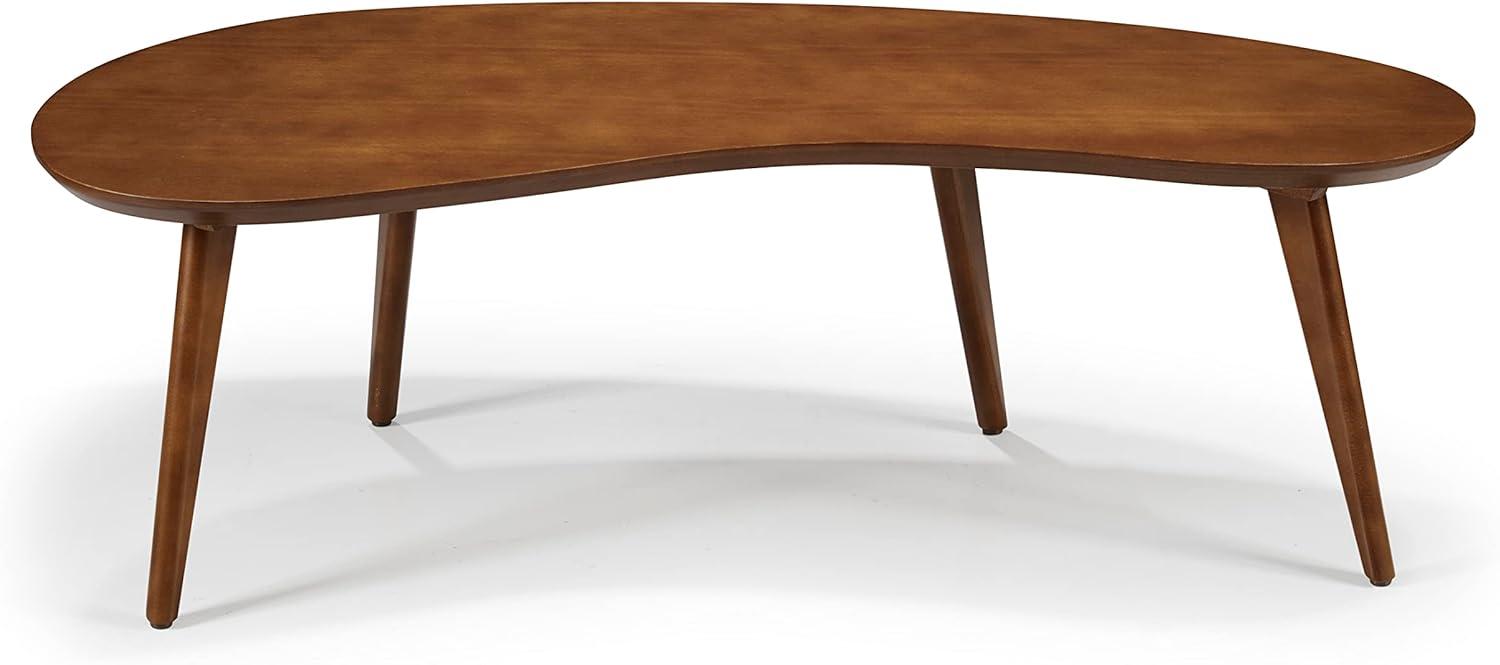 Mid-Century Modern Castanho Pine Wood Oval Coffee Table