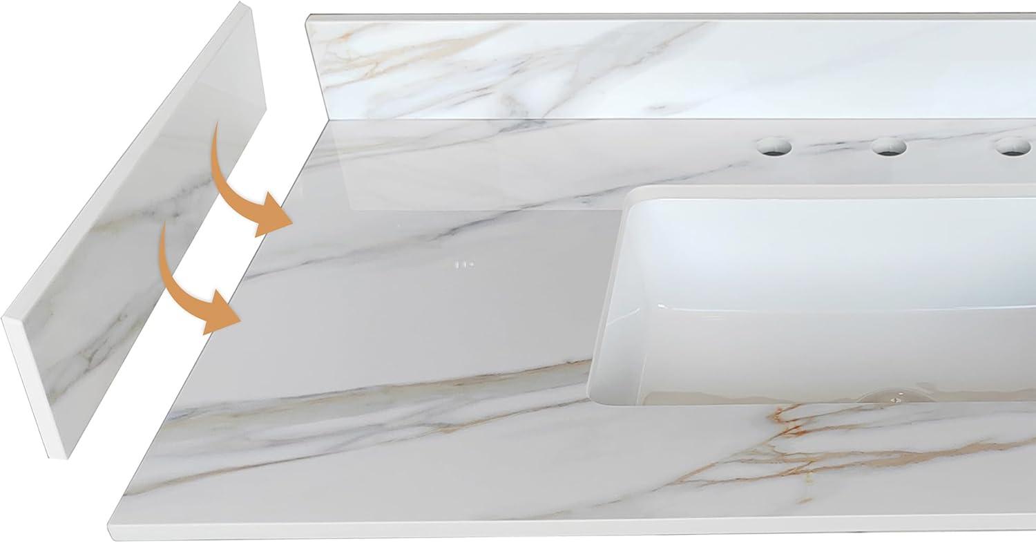 22" White Marble Vanity Top Side Splash with Veins