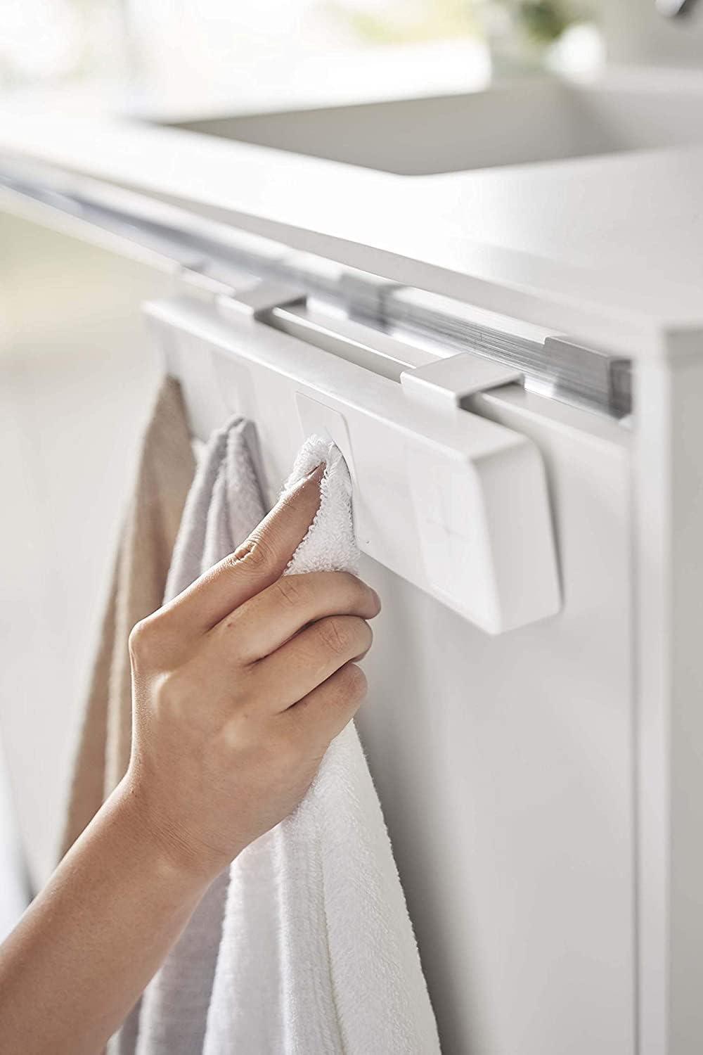 White Wall-Mounted Plastic Towel Holder with Four Slots