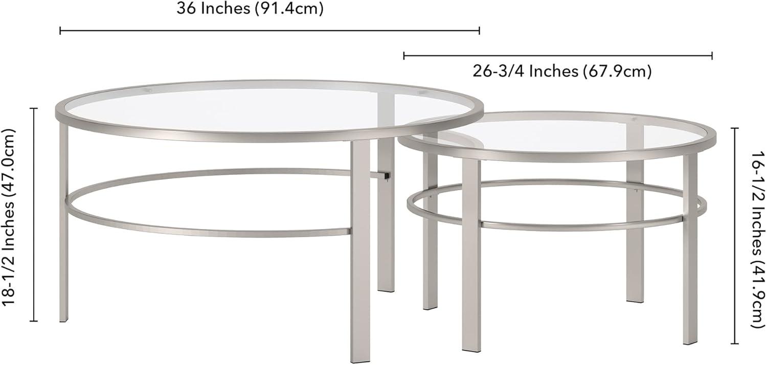 Evelyn&Zoe Gaia Round Nested Coffee Table, Satin Nickel