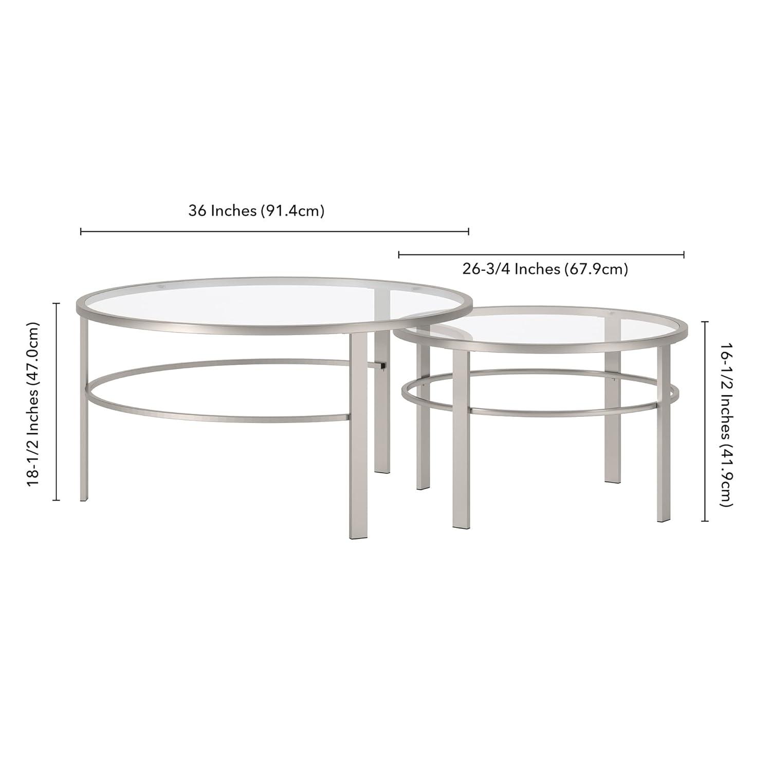 Evelyn&Zoe Gaia Round Nested Coffee Table, Satin Nickel