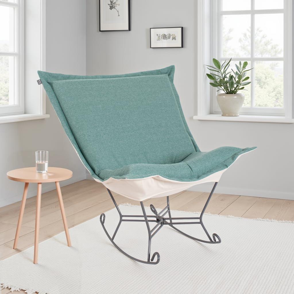 Sterling Breeze Light Blue and Brown Polyester Rocking Chair