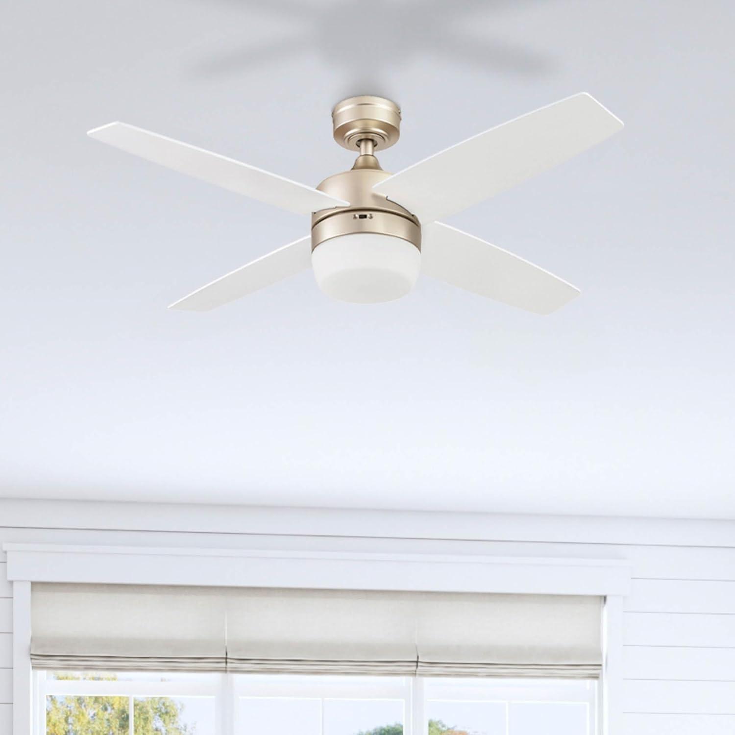Prominence Home Atlas 44" Champagne Ceiling Fan with Light, Remote Control, 4 Blades & Reverse Airflow