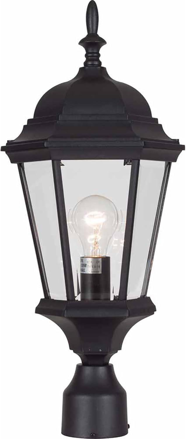 Black Aluminum Outdoor Post Lantern with Clear Glass