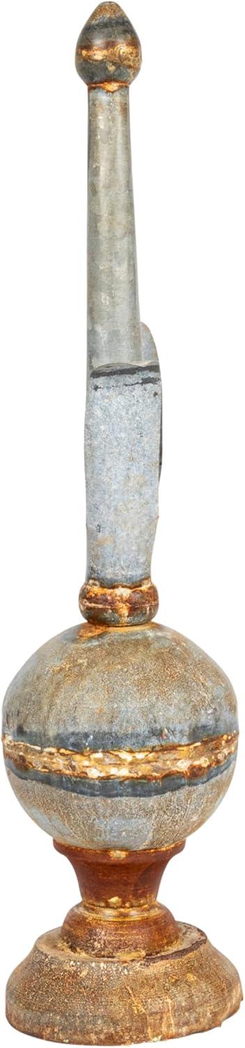 Distressed Zinc 25" Metal Finial Spindle Décor