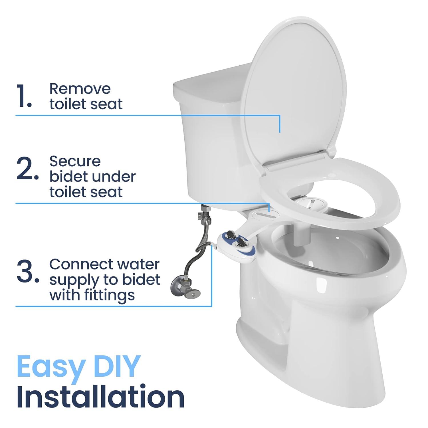 NEO 185 Mechanical Bidet Attachment Blue - LUXE Bidet: Ceramic & Metal, Easy Install, Hygienic Toilet Seat Kit