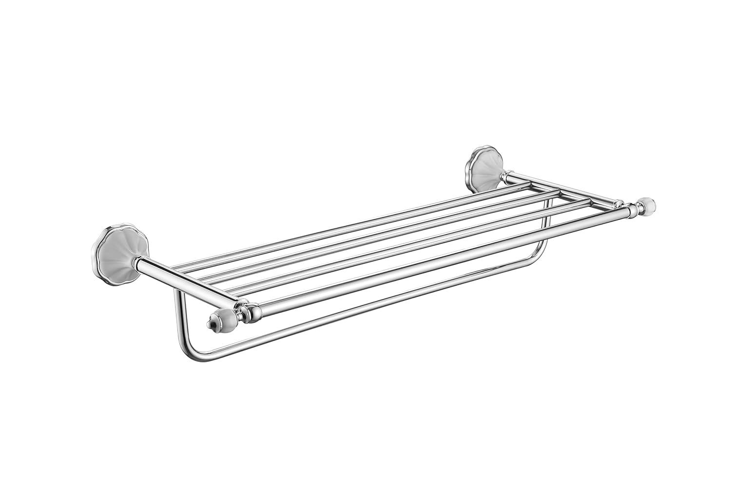 FLORA 4 Piece Bathroom Accessories Set in White Porcelain and Polished Chrome