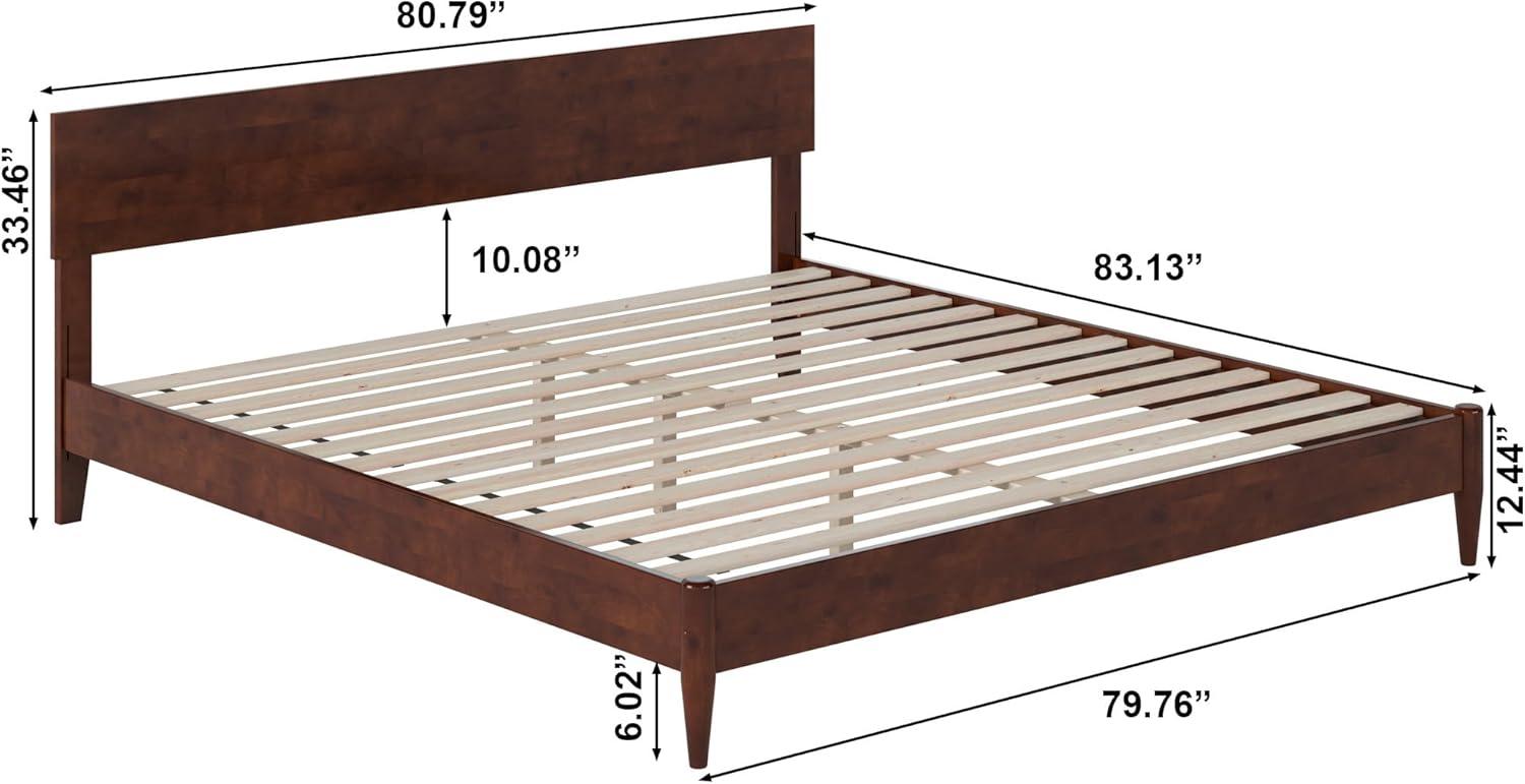 AFI Aria King Modern Solid Wood Low Profile Platform Bed, Walnut