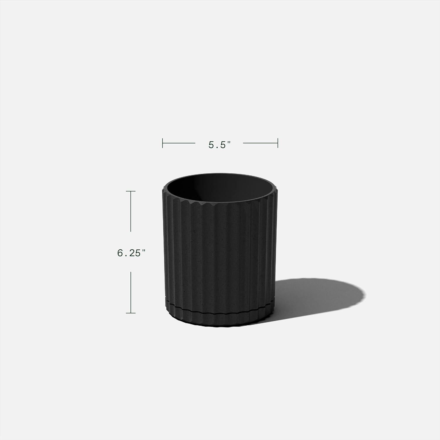 Veradek Mason Series Demi 6" Plastic-Stone Planter 2-Pack Black