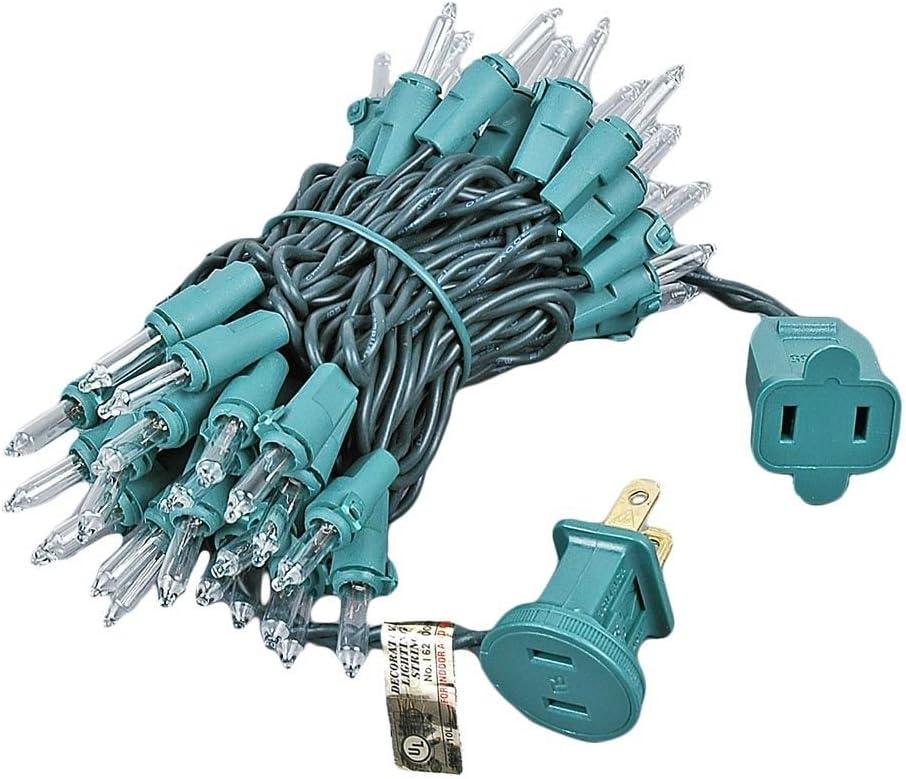 Novelty Lights 11 Feet 50 Bulbs Incandescent Mini Lights, Green on Green Wire with 2.5" Spacing, UL Listed for Indoor/Outdoor Use, Connectable