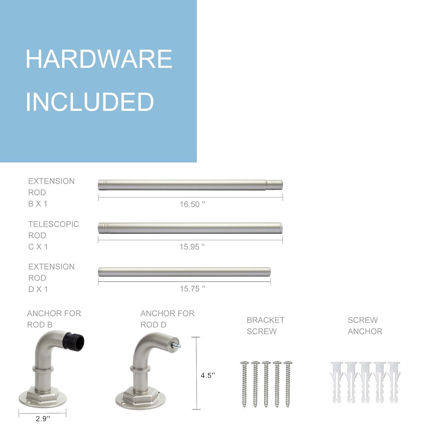 Curtain Rods for Windows 16 to 45 Inches Adjustable Blackout Wrap Around 1 Inch Diameter Curtain Rod, Brushed Nickel