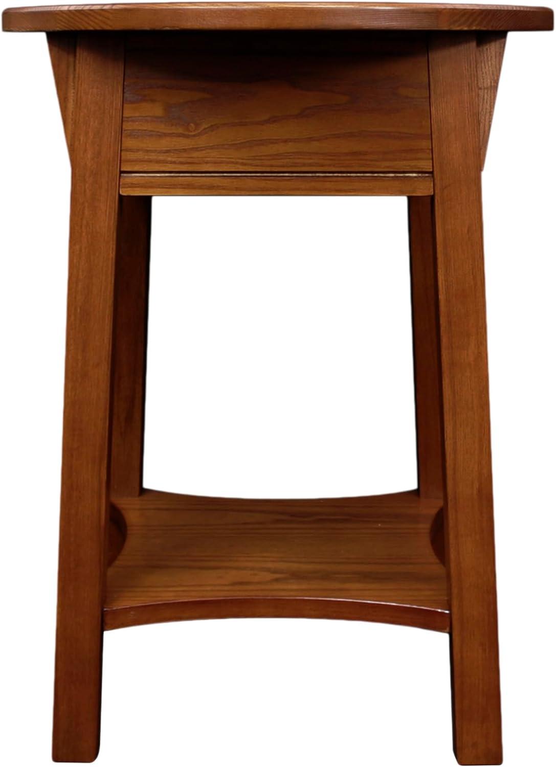 Leick Home 9056-RS Mission Round End Table with Drawer, Made with Solid Wood, Side Table for Living Room, Bedroom, and Office, Russet Finish