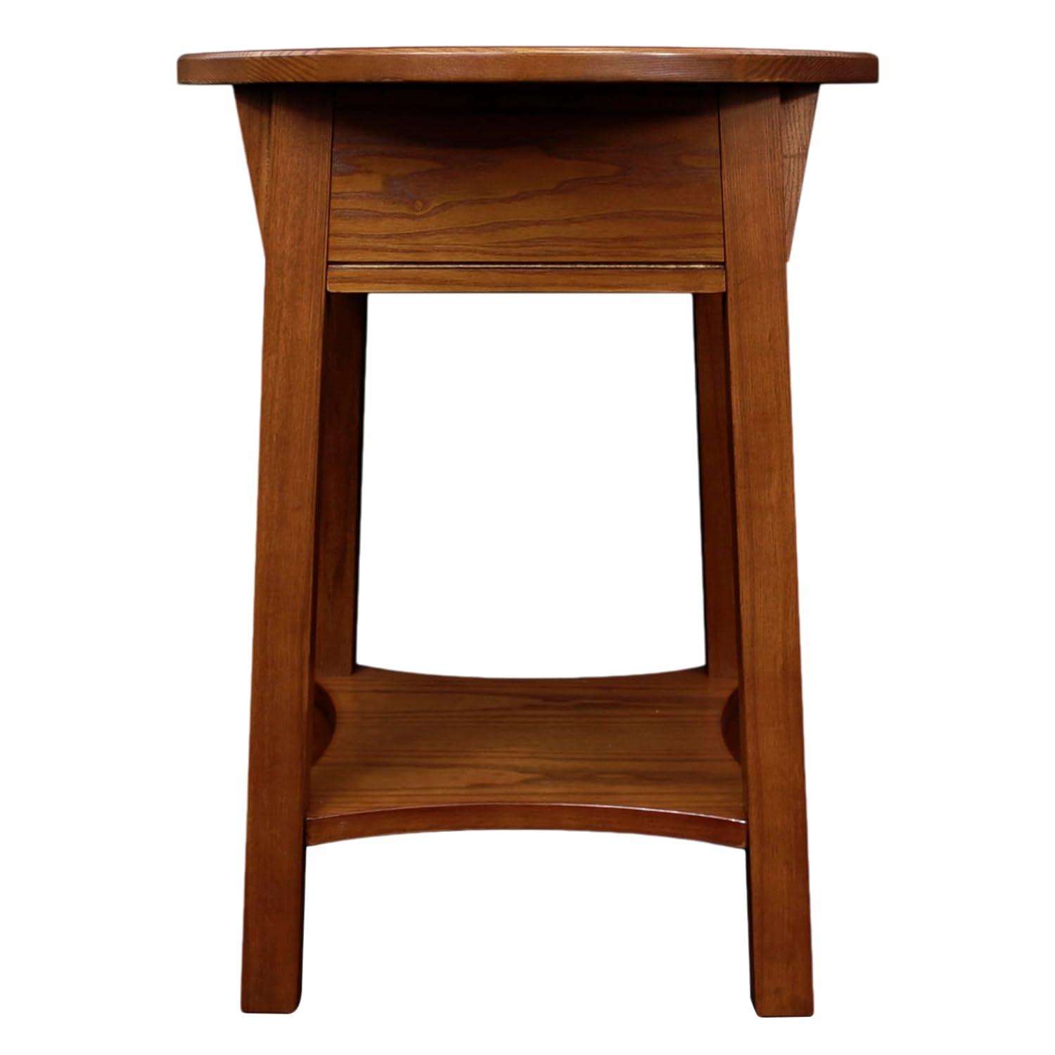 Leick Home 9056-RS Mission Round End Table with Drawer, Made with Solid Wood, Side Table for Living Room, Bedroom, and Office, Russet Finish