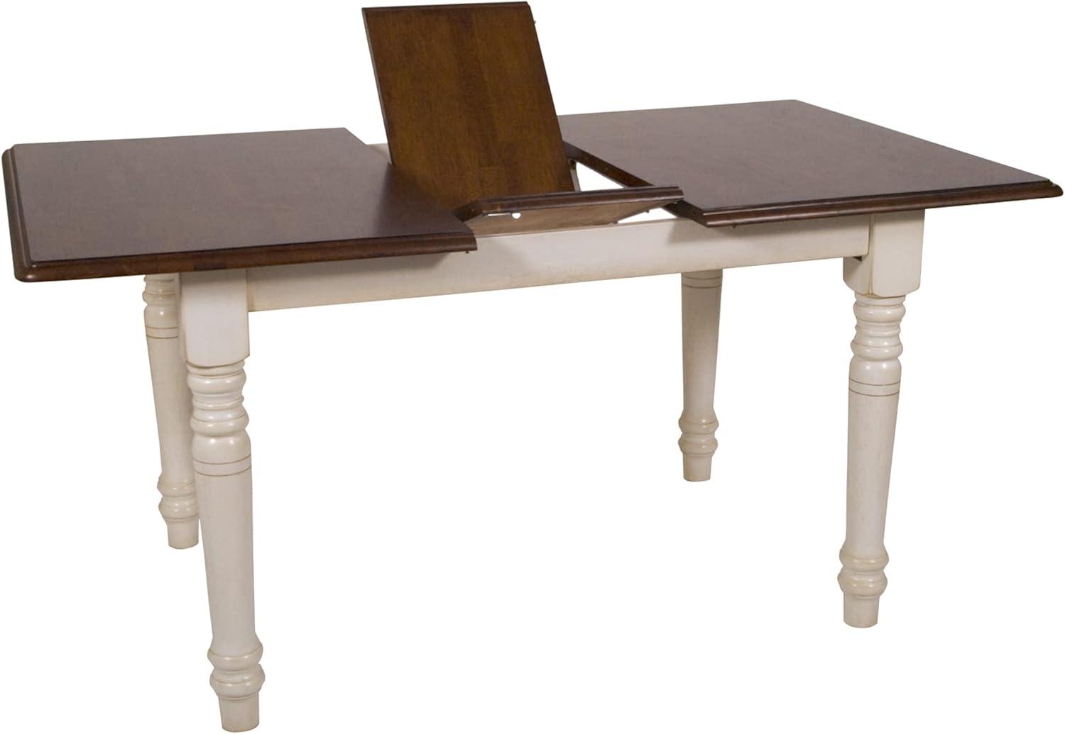 Andrews 60" Rectangle Extendable Butterfly Dining Table Antique White/Brown Wood