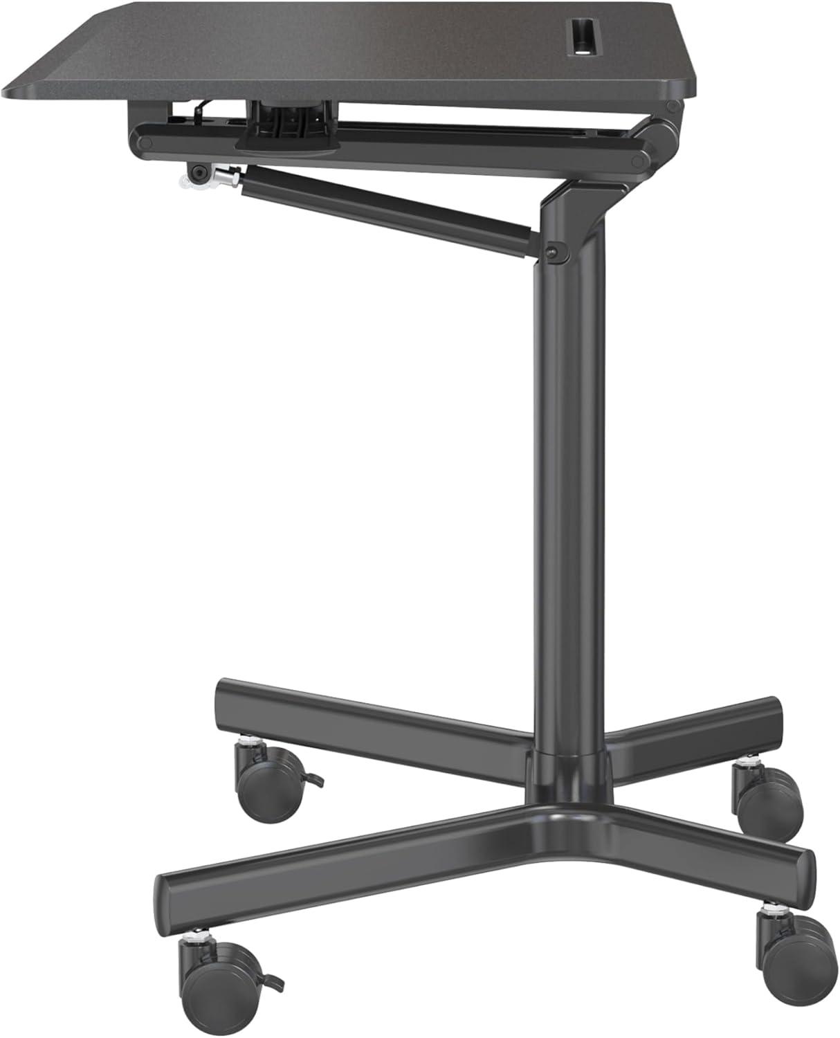 Realspace® 28"W Mobile Sit-to-Stand Compact Desk/Laptop Cart Workstation, 28-3/4"H x 28"W x 22-1/16"D, Black