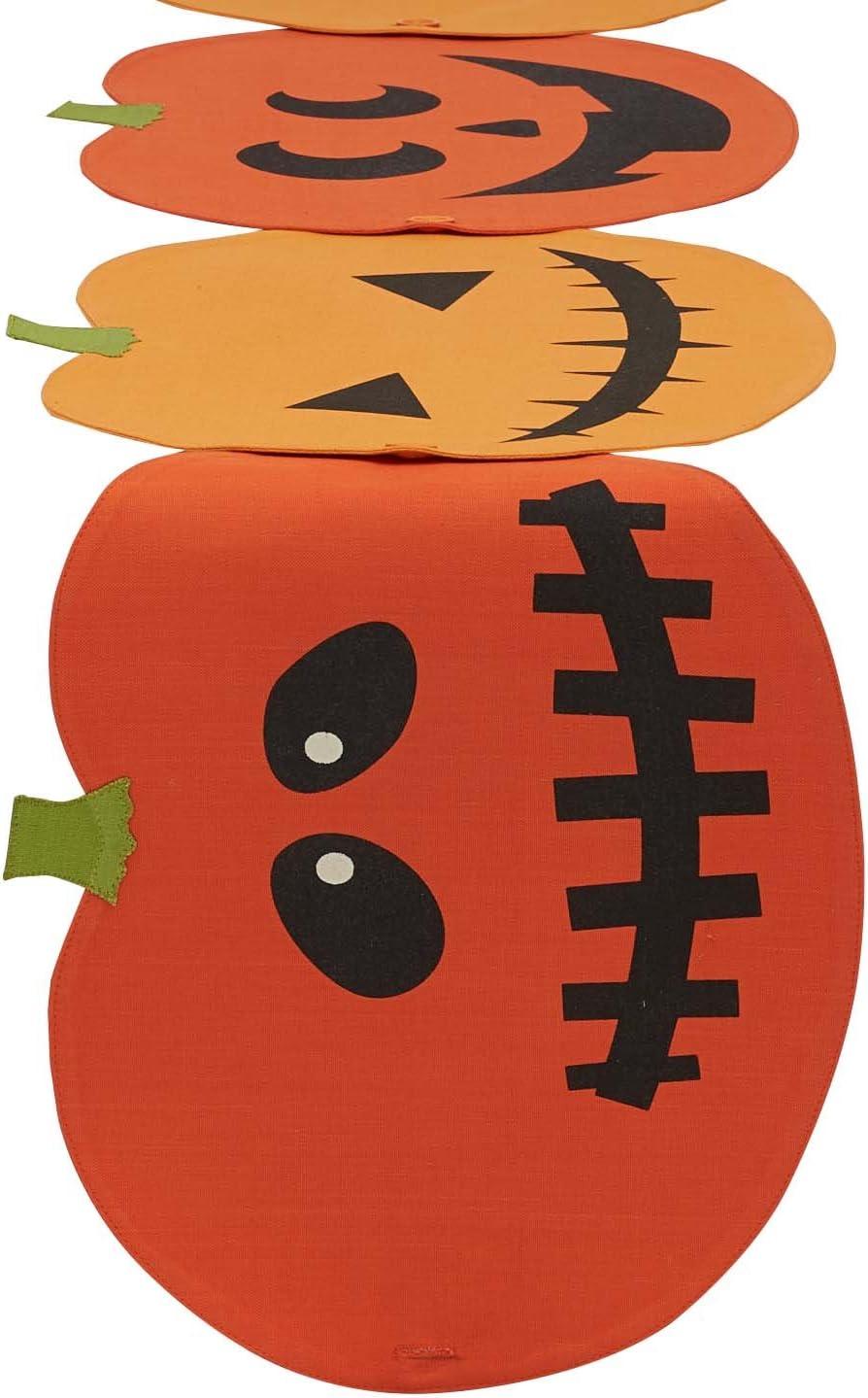 DII Halloween Party Tabletop Decor, Reusable & Machine Washable Cotton Fabric, Table Runner/Placemat Set, Jack o Lantern, 4 Piece
