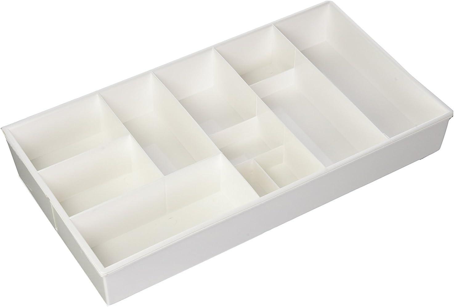 White Adjustable Plastic Expandable Drawer Organizer with 13 Compartments