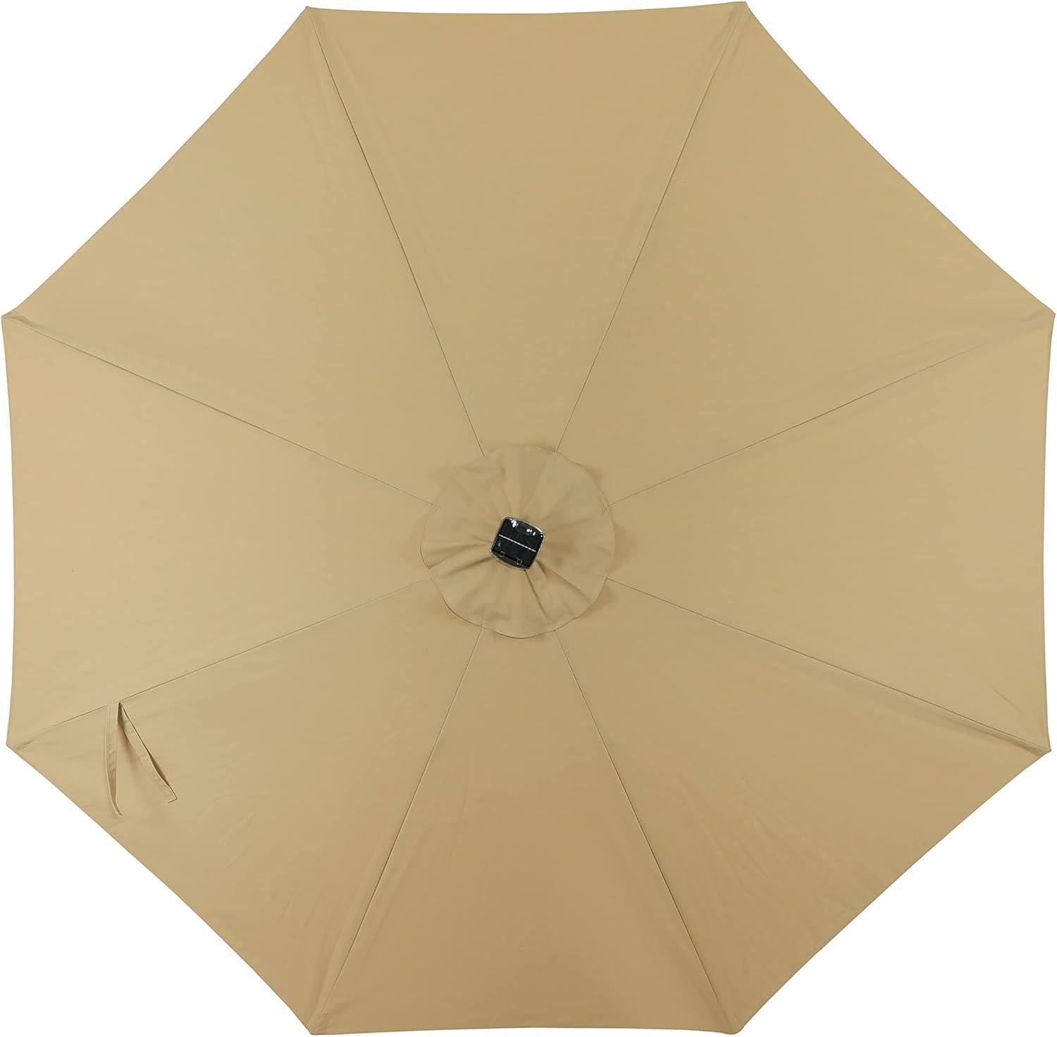 11' x 11' Calypso II Market Patio Umbrella with Solar LED Strip Lights Champagne - Island Umbrella