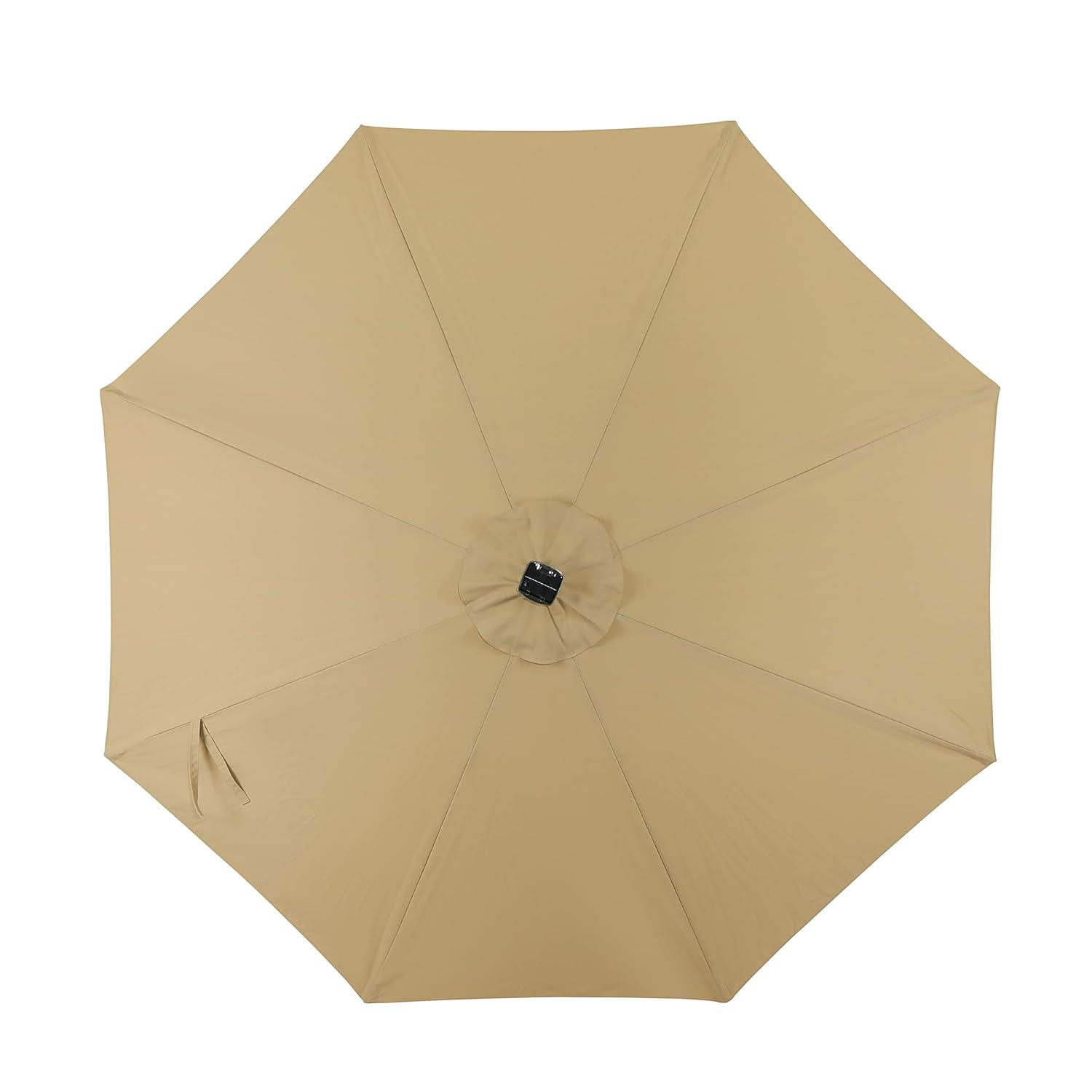 11' x 11' Calypso II Market Patio Umbrella with Solar LED Strip Lights Champagne - Island Umbrella