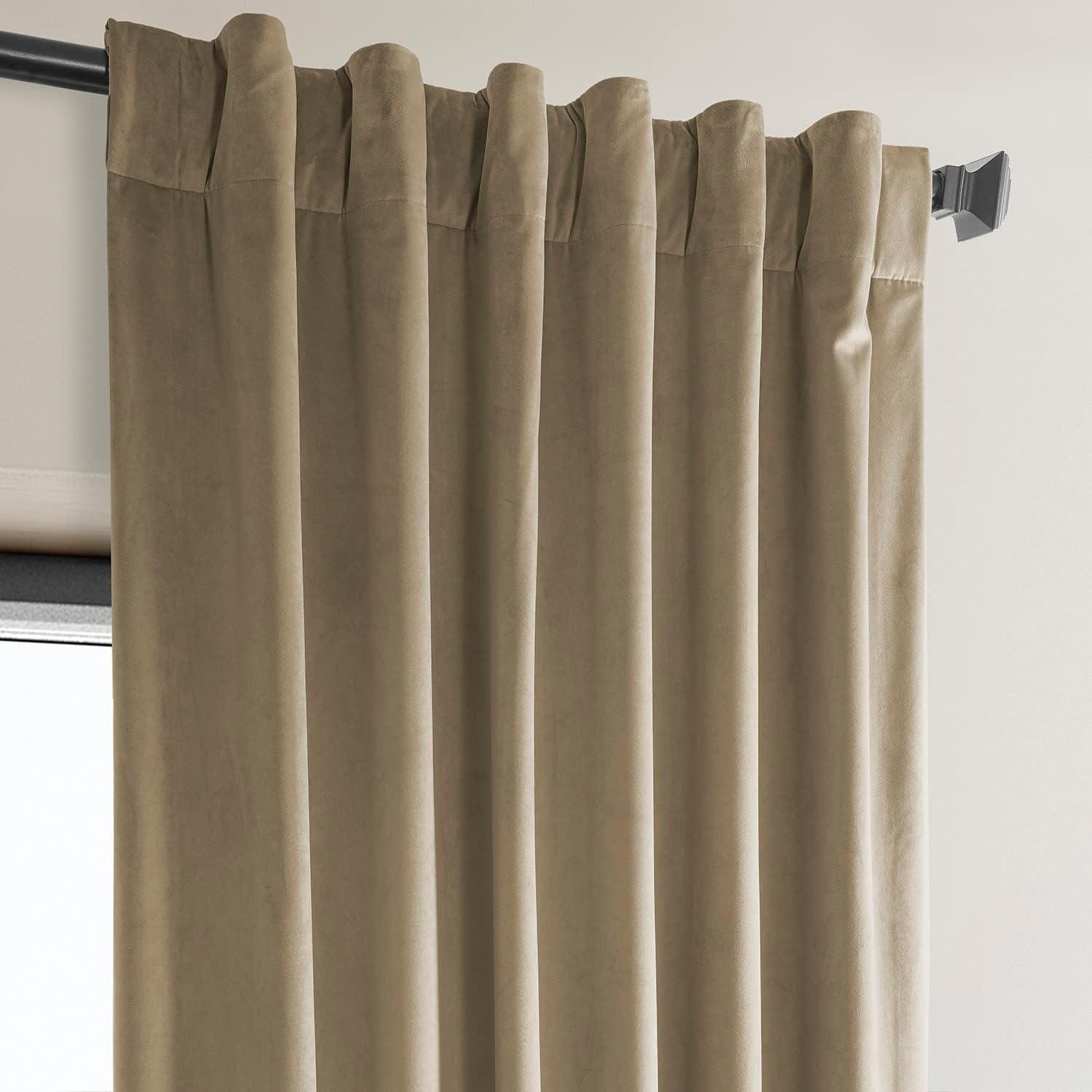 Half Price Drapes Museum Taupe Heritage Plush Velvet Room Darkening Curtains (1 Panel), 50W X 120L