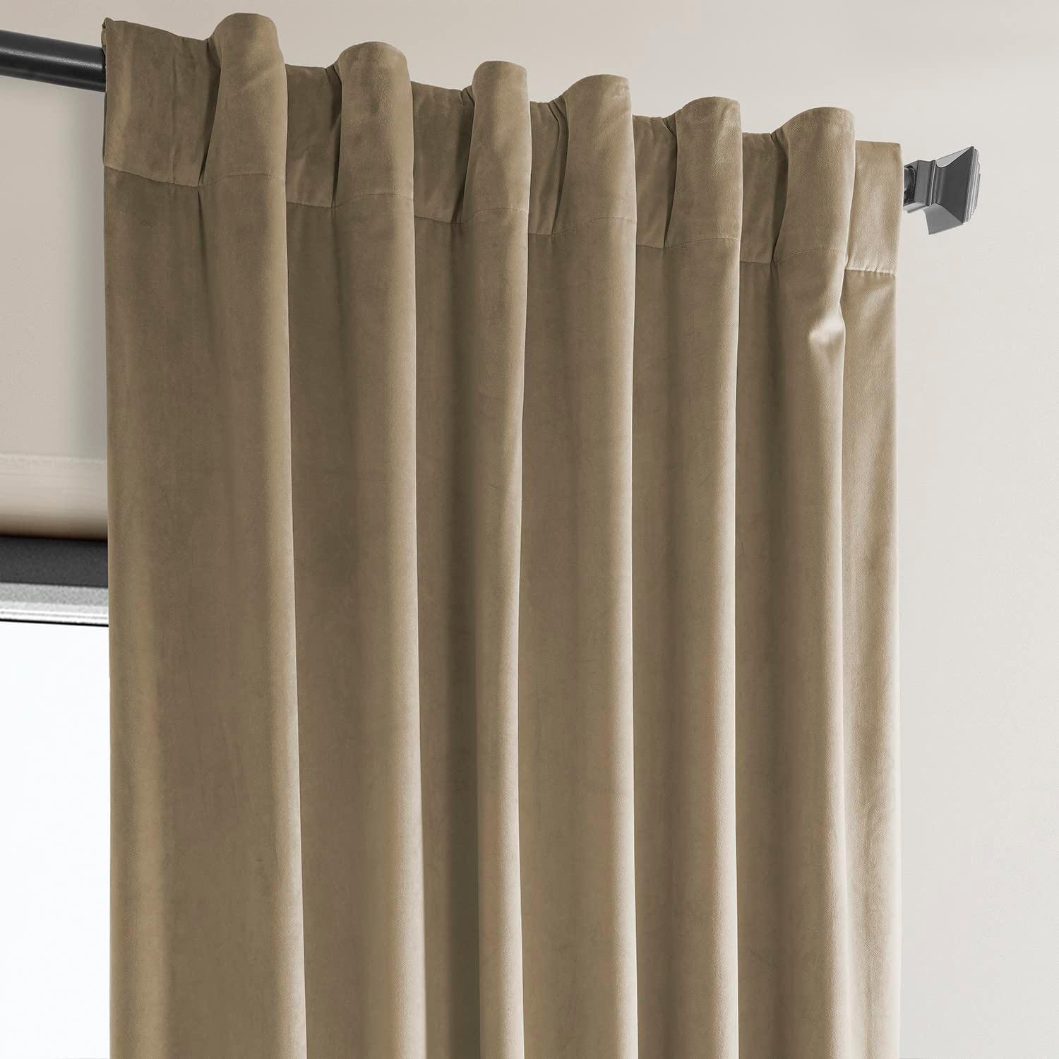 Half Price Drapes Museum Taupe Heritage Plush Velvet Room Darkening Curtains (1 Panel), 50W X 120L
