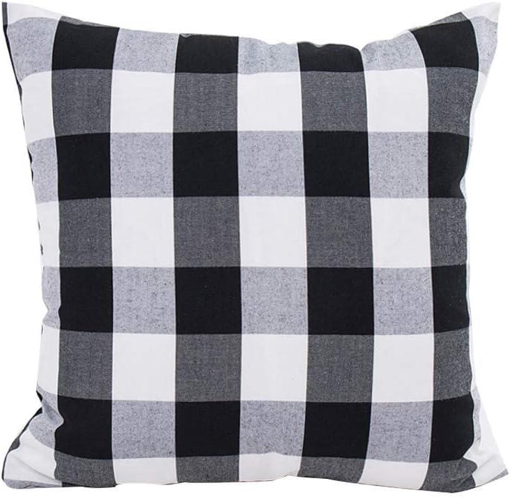 4pk 18"x18" Gingham Buffalo Check Assorted Square Throw Pillow Covers Black/White - Design Imports: Cotton, Machine Washable