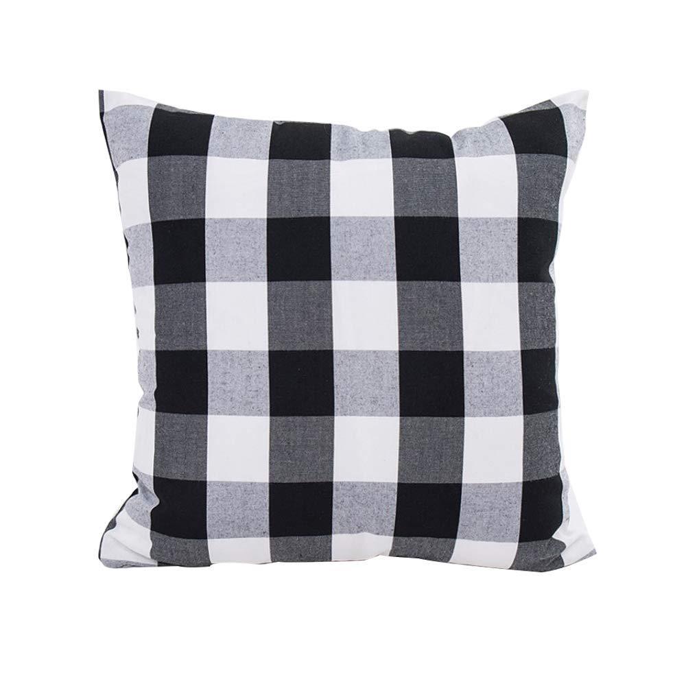 4pk 18"x18" Gingham Buffalo Check Assorted Square Throw Pillow Covers Black/White - Design Imports: Cotton, Machine Washable