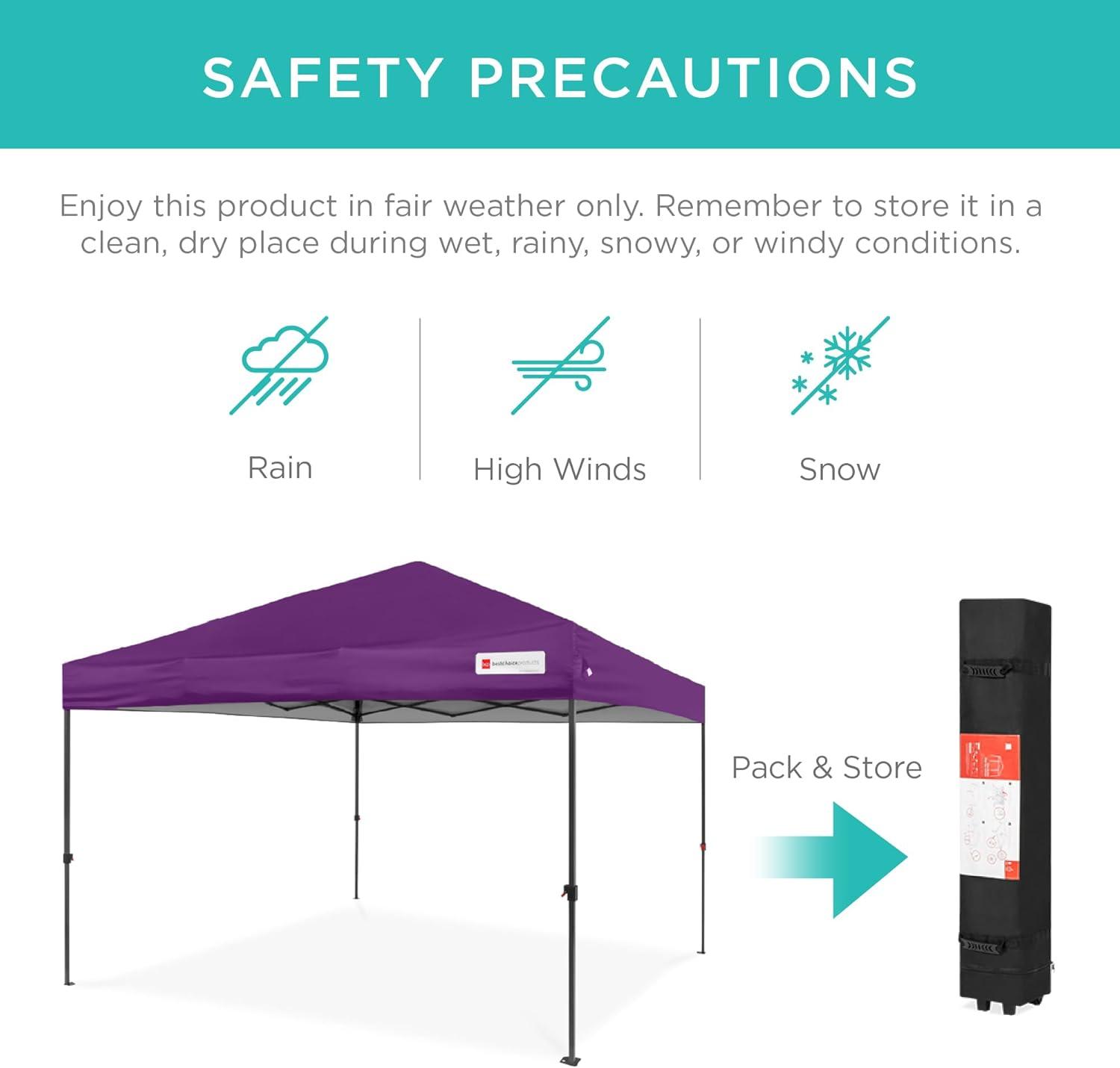 Best Choice Products Best Choice Products Easy Setup Pop Up Canopy W/ 1-Button Setup, Wheeled Case, 4 Weight Bags