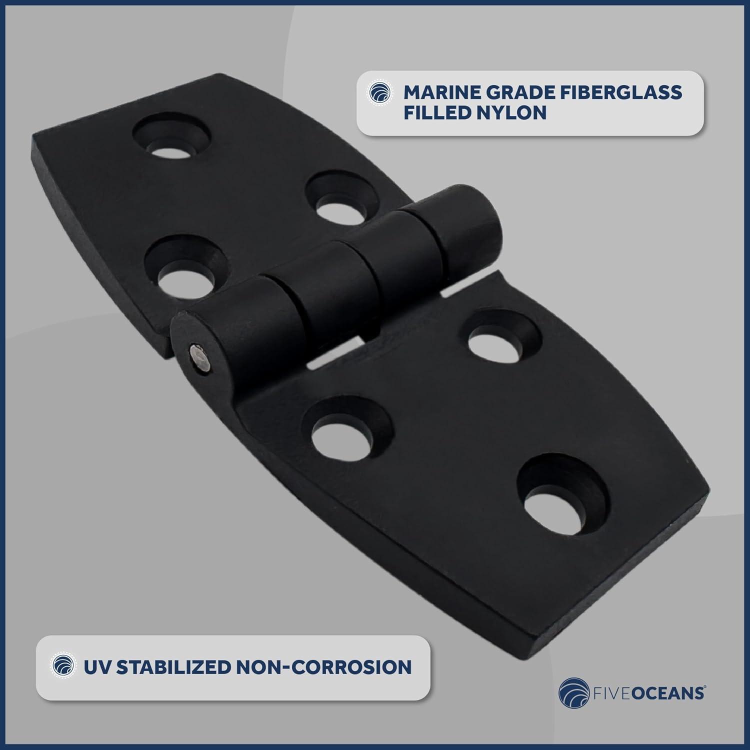 Five Oceans Door Hinges, Hatch and Door Hinge 2-7/8-inch x 1-3/8-inch, Black Nylon, 2-Pack - FO80-M4