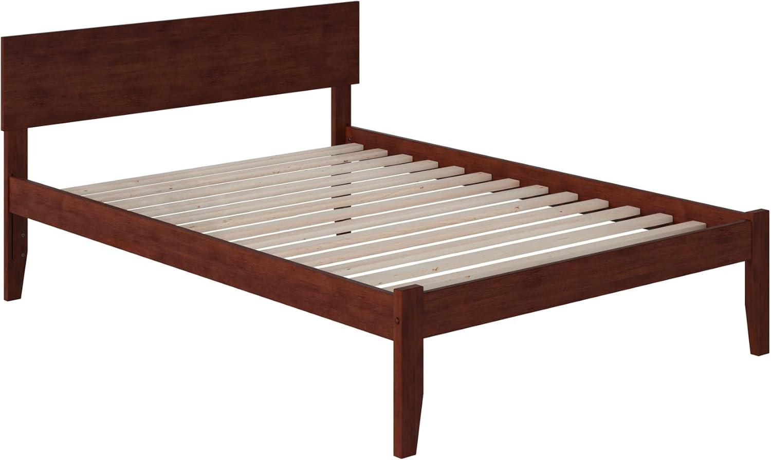 AFI Furnishings Orlando Twin Extra Long Platform Bed with Open Footboard and Turbo Charger in Walnut