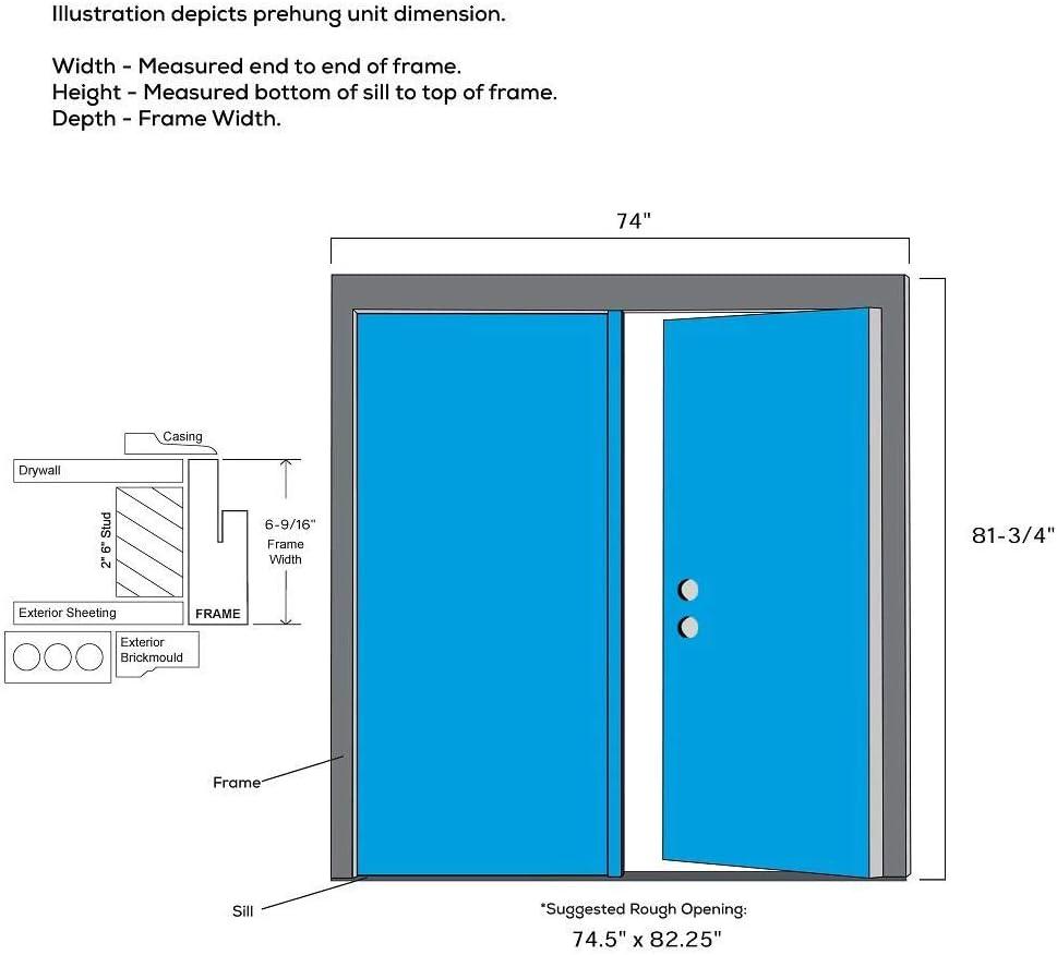 White Double Door Full Lite Clear Glass Exterior Prehung