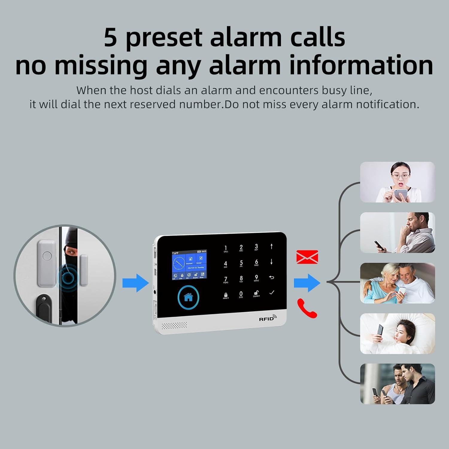 LWOHSI Home Security System,WiFi Wireless Alarm System with Door Window and Motion Sensors,Loud Siren,APP Alerts Push,Compatible with Alexa,NO Monthly Fees for Home Kids Safety (13 Piece Kits)