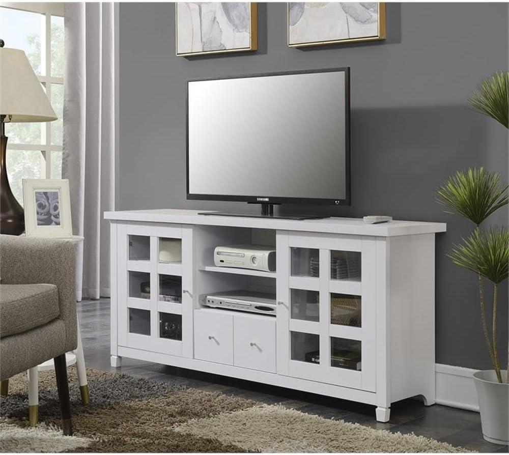 Convenience Concepts Newport Park Lane 1 Drawer TV Stand w/ Cabinets for TVs up to 65", White