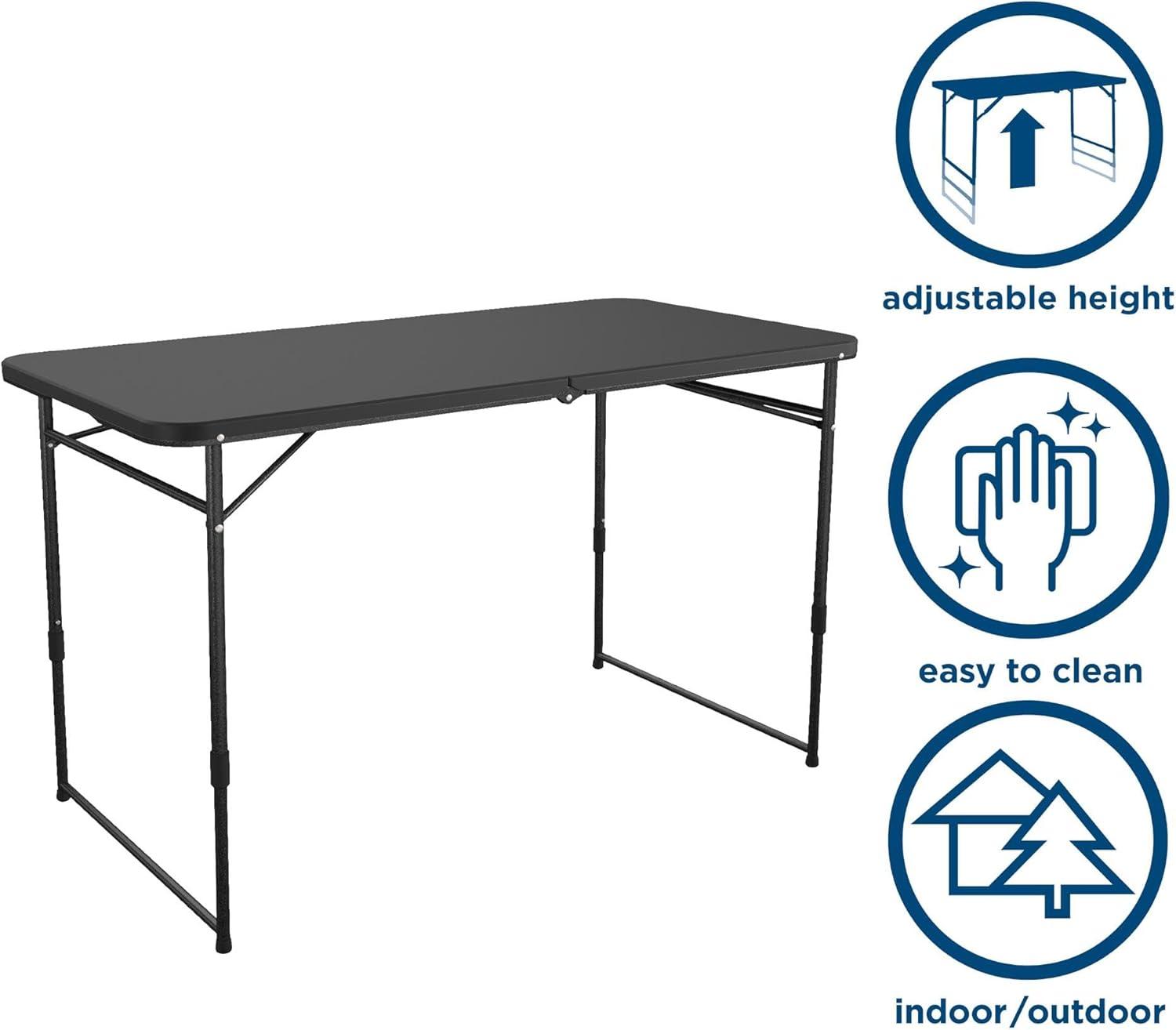 COSCO 24" x 48" Adjustable Height Folding Resin Utility Table, Black