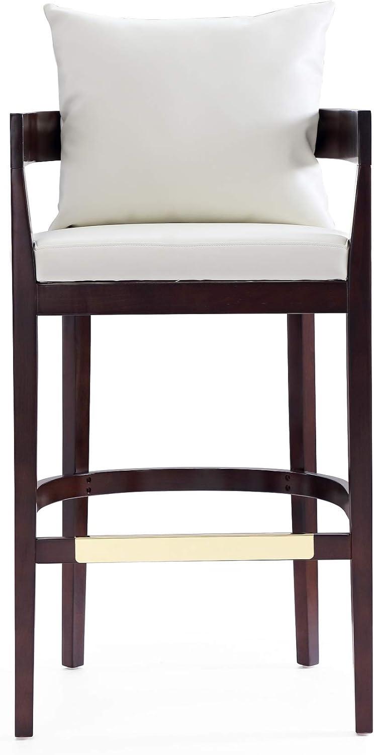 Ritz Upholstered Beech Wood Barstool Black - Manhattan Comfort: Gold Footrest, No Assembly Required, 30.5" Height