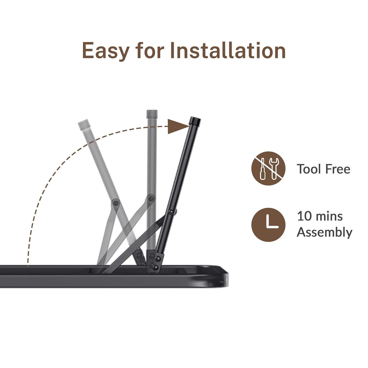Amazon Basics Bed Frame with Storage, Foldable Metal Platform, Sturdy Steel, No Box Spring Needed, 18 Inches High, Tool-Free Setup, King Size, Black