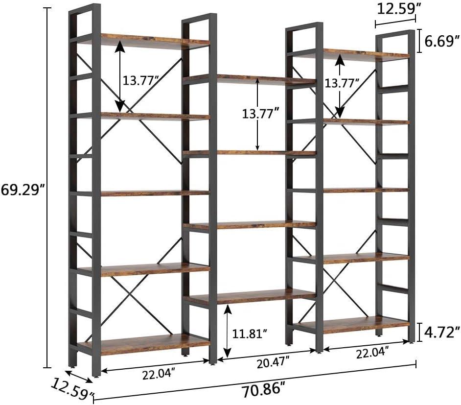 Tribesigns Triple Wide 5-Shelf Bookcase, Etagere Large Open Bookshelf