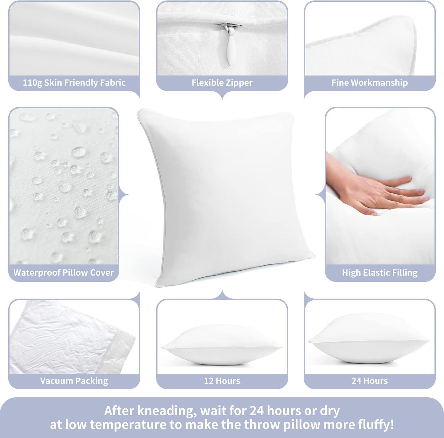 16 x 16 White Polyester Square Pillow Inserts Set of 2