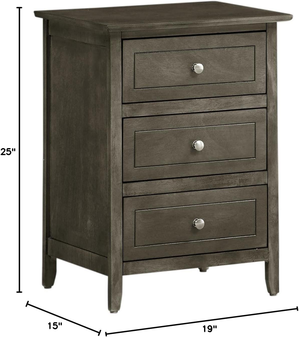 Glory Furniture Daniel 3 Drawer Nightstand in Gray