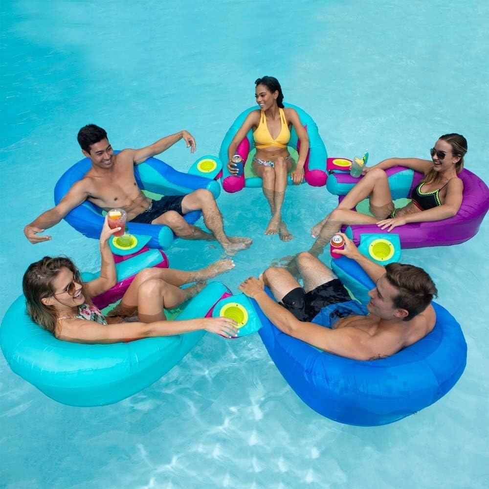 Swimways 6047152 AquaLinx Interlocking Cup Holder Pool Float Lounger, Blue/Cyan