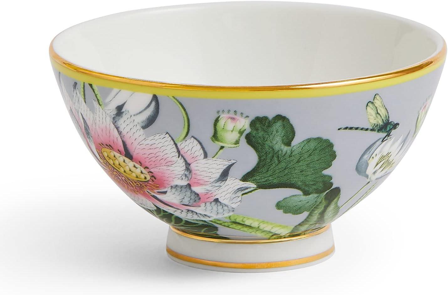 Eastern-Inspired Ceramic Bowl with Metallic Band